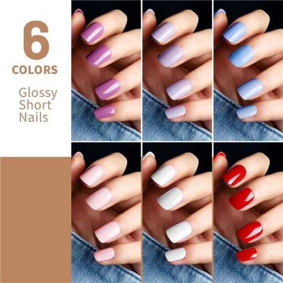 576 Pcs Short Square Press On Nails Kit Matte, Glossy, Glitter French Designs - Picture 6 of 7